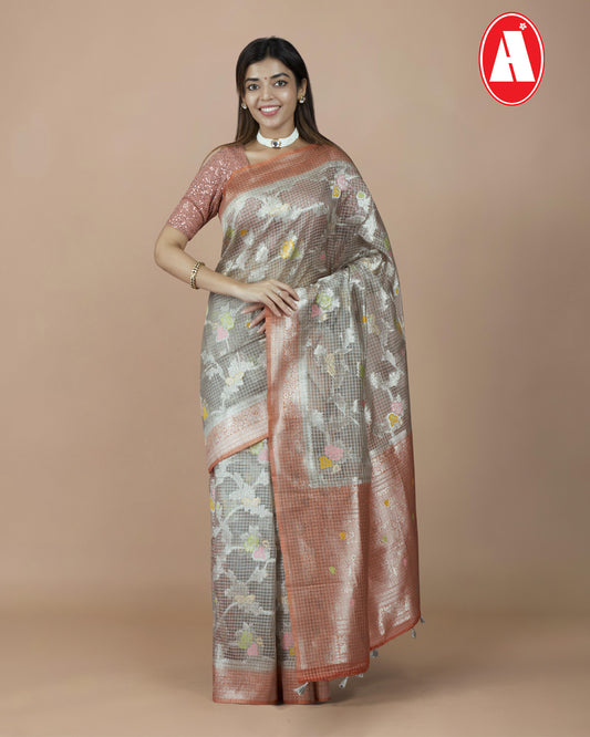KOTTA SILVER JARI CONTRAST RICH PALLU SAREE