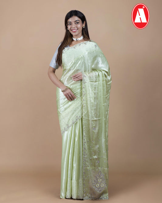 SATIN GEORJETTE STON CUT WORK SAEEE