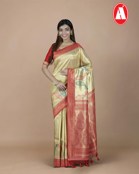 TISSUE SILK MULTI THRADE BUTTA RICH PALLU
