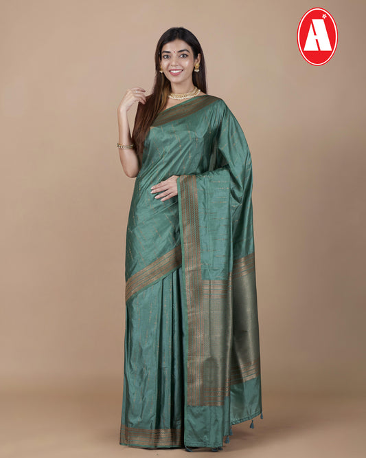 RAW SILK  COPPER JARI RICH PALLU