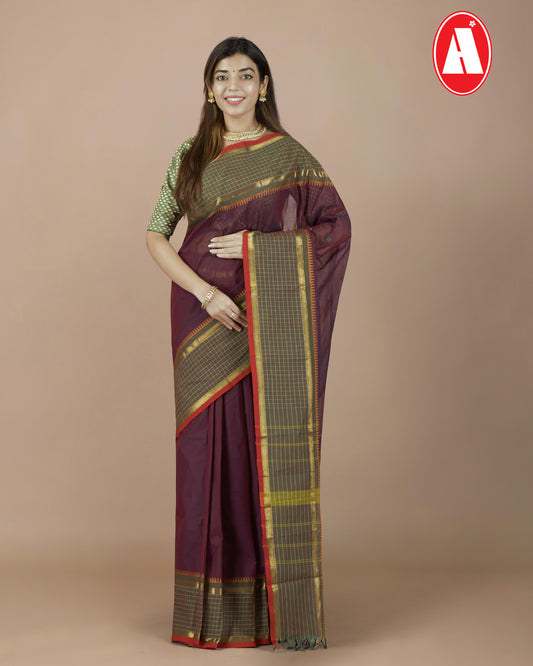 CHENTHERI COTTON PLAIN BIG JARI CHEcked  BORDER