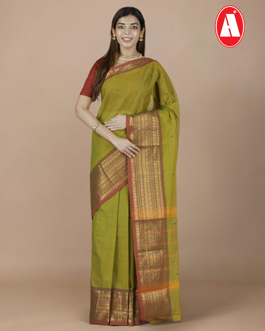 CHENTHERI COTTON  COPPER JARI  BUTTA BIG BORDER