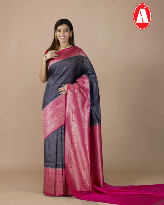 SOFTY SILK COPPER JARI  LINS CONTRAST RICH PALLU